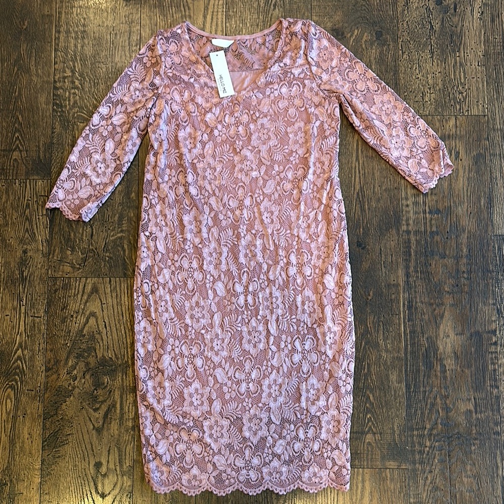 Hello MIZ Pink Lace Floral Maternity Dress